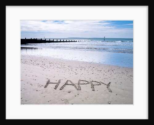 HAPPY" written on beach" by Assaf Frank